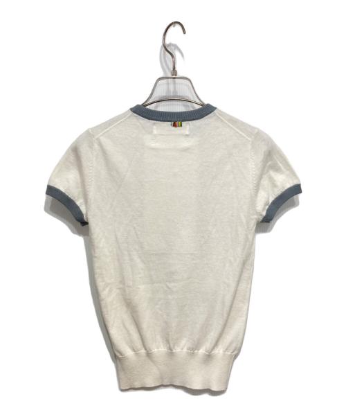 extreme cashmere（エクストリーム カシミア）extreme cashmere (エクストリーム カシミア) カシミヤブレンド半袖ニット グレー×アイボリー サイズ:記載無しの古着・服飾アイテム