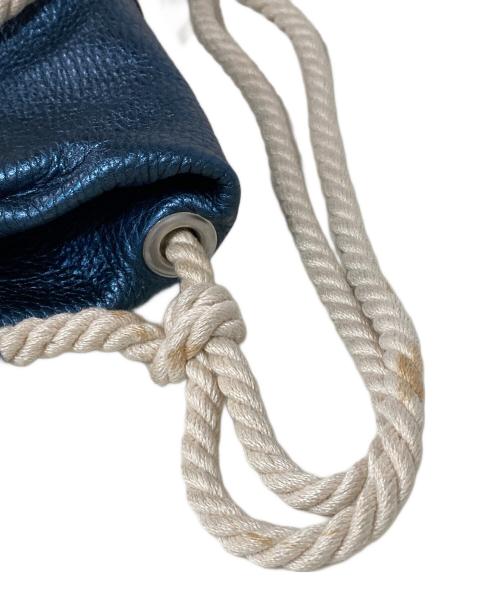 MM6 Maison Margiela（エムエムシックスメゾンマルジェラ）MM6 Maison Margiela (エムエムシックスメゾンマルジェラ) レザーショルダーバッグ ネイビーの古着・服飾アイテム