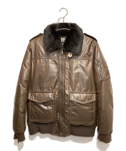 BURBERRY BLUE LABEL（バーバリーロンドンブルーレーベル）BURBERRY BLUE LABEL (バーバリーロンドンブルーレーベル) 襟ボアダウンジャケット ブラウン サイズ:Lの古着・服飾アイテム