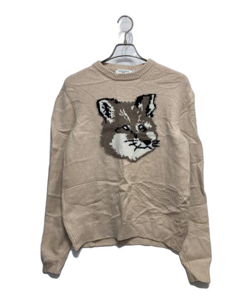 maison kitsune（メゾンキツネ）maison kitsune (メゾンキツネ) BIG FOX HEAD PULLOVER ベージュ サイズ:Mの古着・服飾アイテム