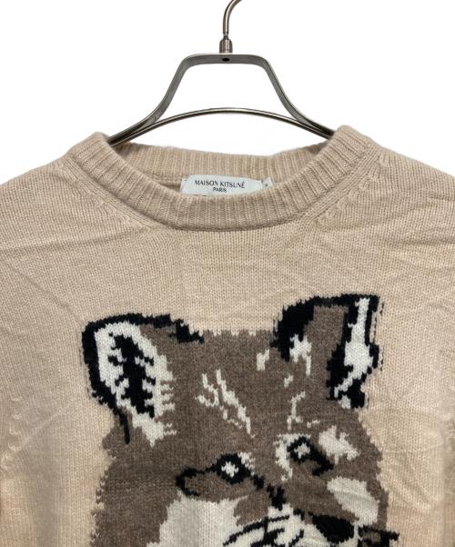 maison kitsune（メゾンキツネ）maison kitsune (メゾンキツネ) BIG FOX HEAD PULLOVER ベージュ サイズ:Mの古着・服飾アイテム