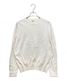 BEAUTY&YOUTH UNITED ARROWS（ビューティーアンドユースユナイテッドアローズ）の古着「HI-LINE 3/90 ギザコットン クルーネック ニット」｜ホワイト