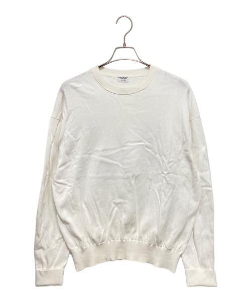 BEAUTY&YOUTH UNITED ARROWS（ビューティーアンドユースユナイテッドアローズ）BEAUTY&YOUTH UNITED ARROWS (ビューティーアンドユースユナイテッドアローズ) HI-LINE 3/90 ギザコットン クルーネック ニット ホワイト サイズ:Lの古着・服飾アイテム