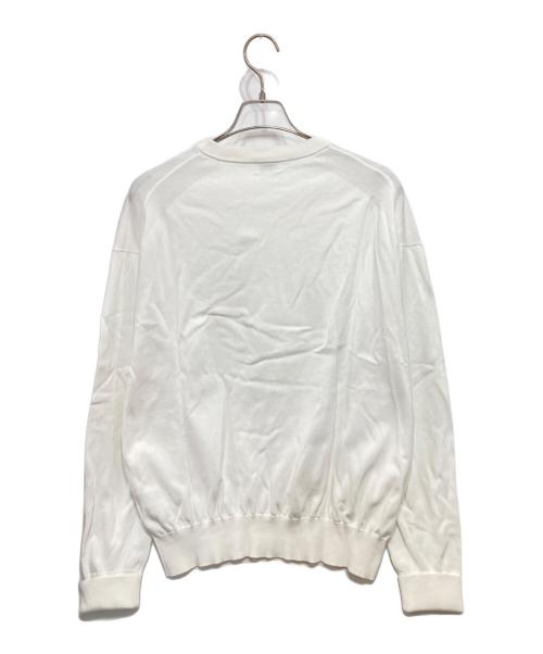 BEAUTY&YOUTH UNITED ARROWS（ビューティーアンドユースユナイテッドアローズ）BEAUTY&YOUTH UNITED ARROWS (ビューティーアンドユースユナイテッドアローズ) HI-LINE 3/90 ギザコットン クルーネック ニット ホワイト サイズ:Lの古着・服飾アイテム