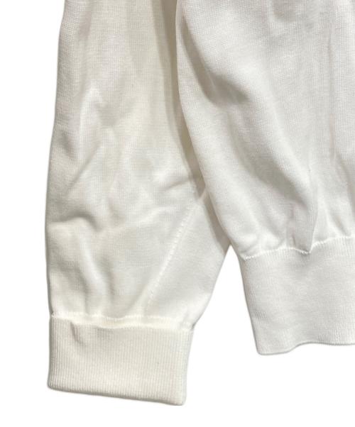 BEAUTY&YOUTH UNITED ARROWS（ビューティーアンドユースユナイテッドアローズ）BEAUTY&YOUTH UNITED ARROWS (ビューティーアンドユースユナイテッドアローズ) HI-LINE 3/90 ギザコットン クルーネック ニット ホワイト サイズ:Lの古着・服飾アイテム