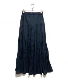 CASA FLINE（カーサフライン）の古着「ギャザーロングスカート」｜ネイビー