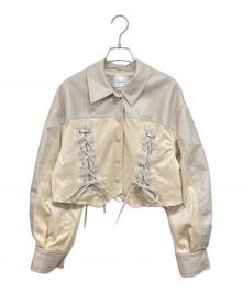 MURUA（ムルーア）の古着「レースアップコンビジャケット」｜アイボリー