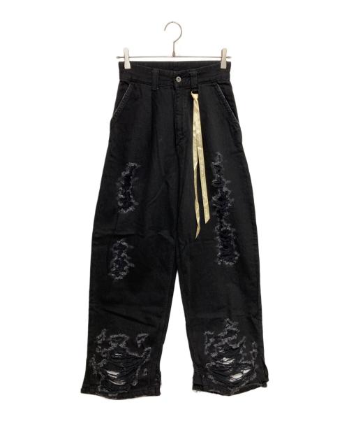 10（テン）10 (テン) ダメージ加工デニムパンツ ブラック サイズ:1の古着・服飾アイテム