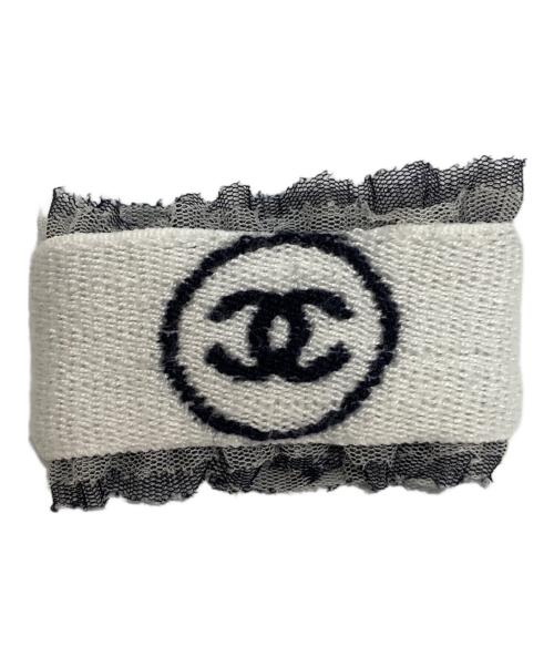 CHANEL（シャネル）CHANEL (シャネル) ココマークパイルリストバンド ブラック×アイボリーの古着・服飾アイテム