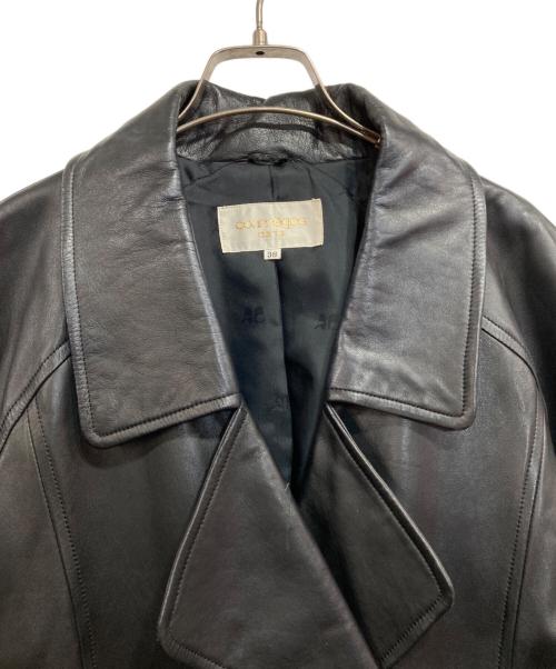 courreges（クレージュ）courreges (クレージュ) レザートレンチコート ブラック サイズ:38の古着・服飾アイテム