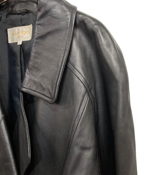courreges（クレージュ）courreges (クレージュ) レザートレンチコート ブラック サイズ:38の古着・服飾アイテム
