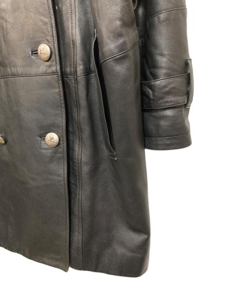 courreges（クレージュ）courreges (クレージュ) レザートレンチコート ブラック サイズ:38の古着・服飾アイテム