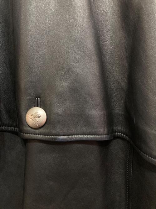 courreges（クレージュ）courreges (クレージュ) レザートレンチコート ブラック サイズ:38の古着・服飾アイテム