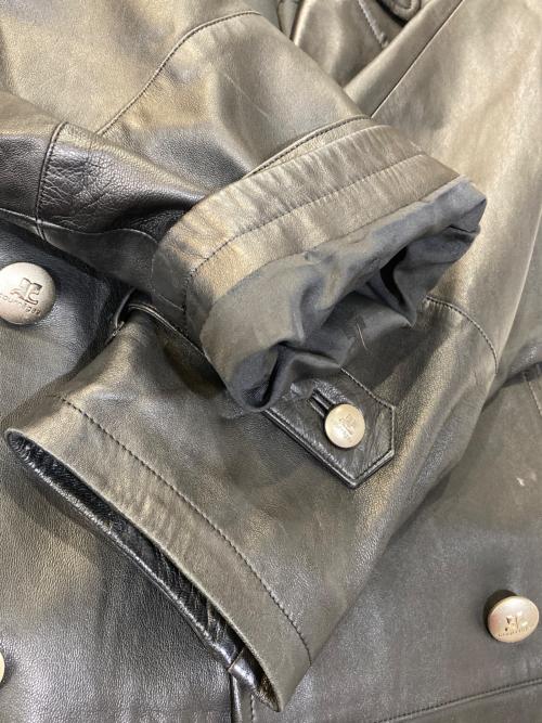 courreges（クレージュ）courreges (クレージュ) レザートレンチコート ブラック サイズ:38の古着・服飾アイテム