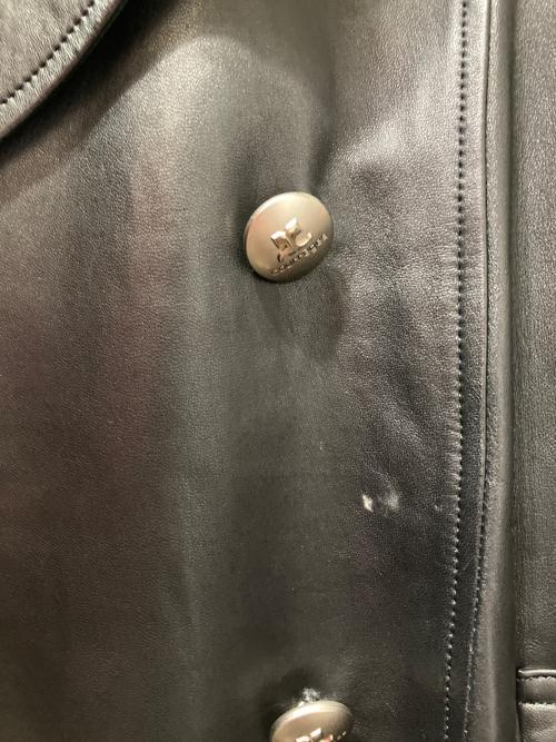 courreges（クレージュ）courreges (クレージュ) レザートレンチコート ブラック サイズ:38の古着・服飾アイテム
