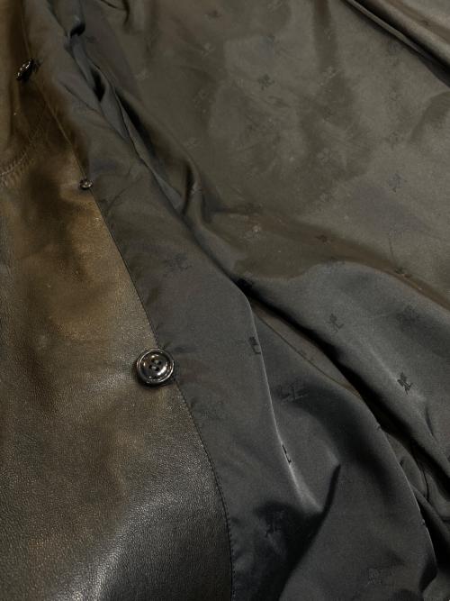 courreges（クレージュ）courreges (クレージュ) レザートレンチコート ブラック サイズ:38の古着・服飾アイテム