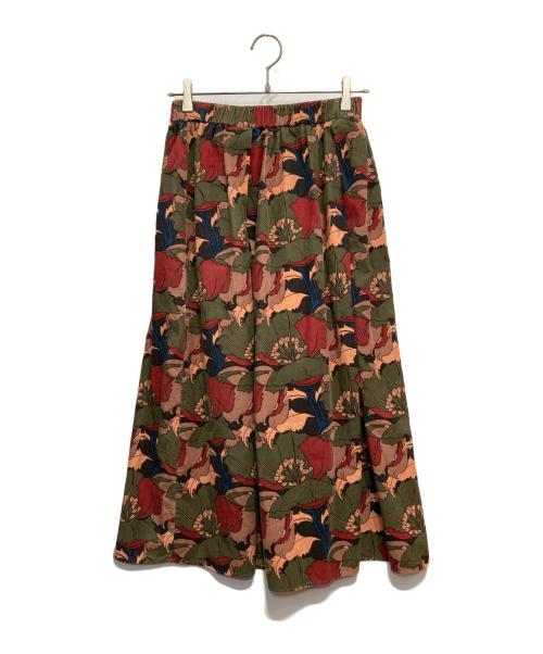 かぐれ（カグレ）かぐれ (カグレ) リバティコーデュロイギャザースカート ブラウン サイズ:FREEの古着・服飾アイテム