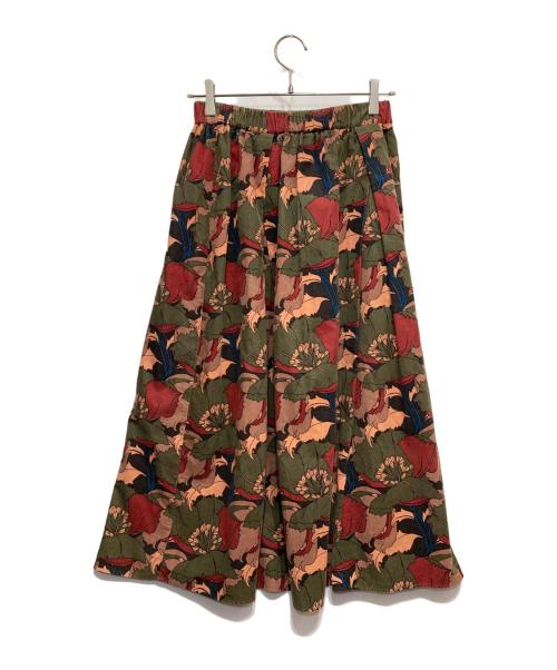 かぐれ（カグレ）かぐれ (カグレ) リバティコーデュロイギャザースカート ブラウン サイズ:FREEの古着・服飾アイテム