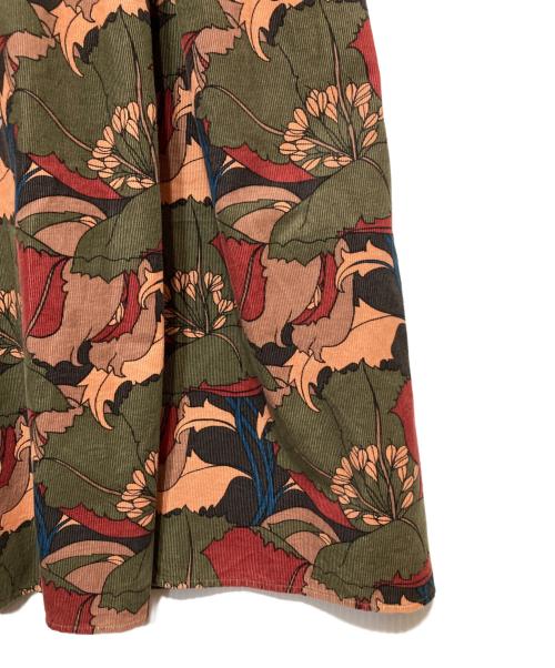 かぐれ（カグレ）かぐれ (カグレ) リバティコーデュロイギャザースカート ブラウン サイズ:FREEの古着・服飾アイテム