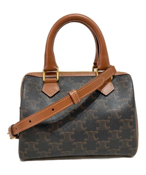 CELINE（セリーヌ）CELINE (セリーヌ) スモールボストン-トリオンキャンバス＆カーフスキン ブラウンの古着・服飾アイテム