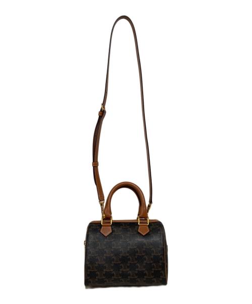 CELINE（セリーヌ）CELINE (セリーヌ) スモールボストン-トリオンキャンバス＆カーフスキン ブラウンの古着・服飾アイテム