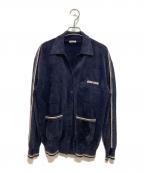 MIU MIUミュウミュウ）の古着「ビスコースブレンドロゴカーディガン」｜アイボリー×ネイビー