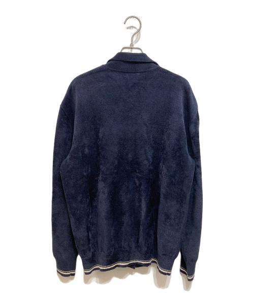 MIU MIU（ミュウミュウ）MIU MIU (ミュウミュウ) ビスコースブレンドロゴカーディガン アイボリー×ネイビー サイズ:40の古着・服飾アイテム