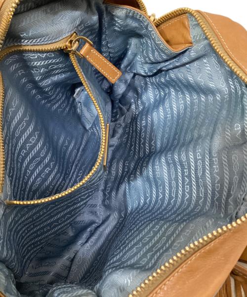 PRADA（プラダ）PRADA (プラダ) レザーナイロントートバッグ ブルー×ベージュの古着・服飾アイテム