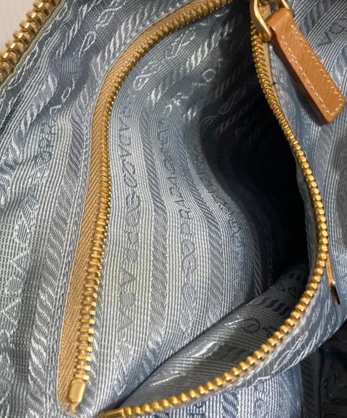 PRADA（プラダ）PRADA (プラダ) レザーナイロントートバッグ ブルー×ベージュの古着・服飾アイテム