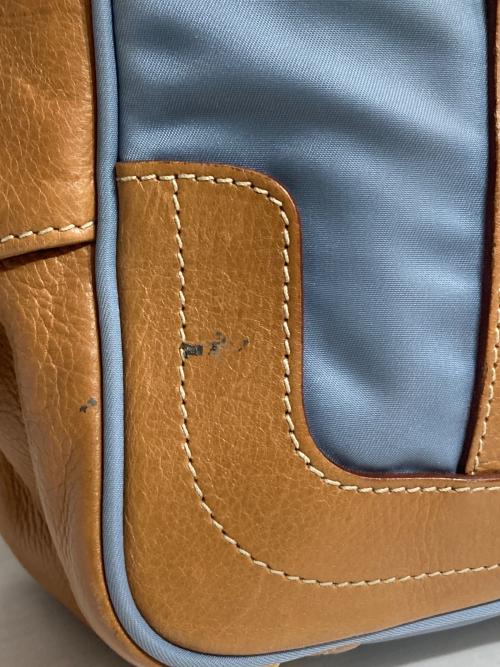 PRADA（プラダ）PRADA (プラダ) レザーナイロントートバッグ ブルー×ベージュの古着・服飾アイテム