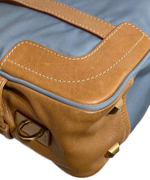 PRADA（プラダ）PRADA (プラダ) レザーナイロントートバッグ ブルー×ベージュの古着・服飾アイテム