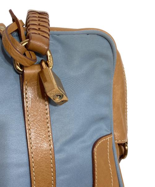 PRADA（プラダ）PRADA (プラダ) レザーナイロントートバッグ ブルー×ベージュの古着・服飾アイテム