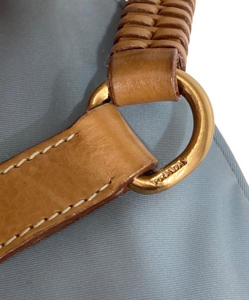 PRADA（プラダ）PRADA (プラダ) レザーナイロントートバッグ ブルー×ベージュの古着・服飾アイテム