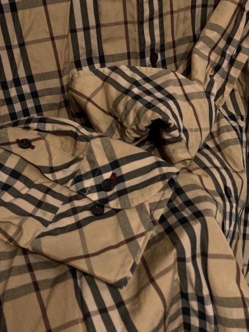 BURBERRY BLACK LABEL（バーバリーブラックレーベル）BURBERRY BLACK LABEL (バーバリーブラックレーベル) ロングスリーブシャツ ブラック×ベージュ サイズ:2の古着・服飾アイテム