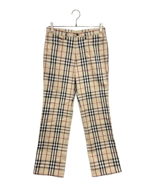 BURBERRY BLACK LABEL（バーバリーブラックレーベル）BURBERRY BLACK LABEL (バーバリーブラックレーベル) ノバチェックストレートパンツ ブラック×ベージュ サイズ:W76の古着・服飾アイテム
