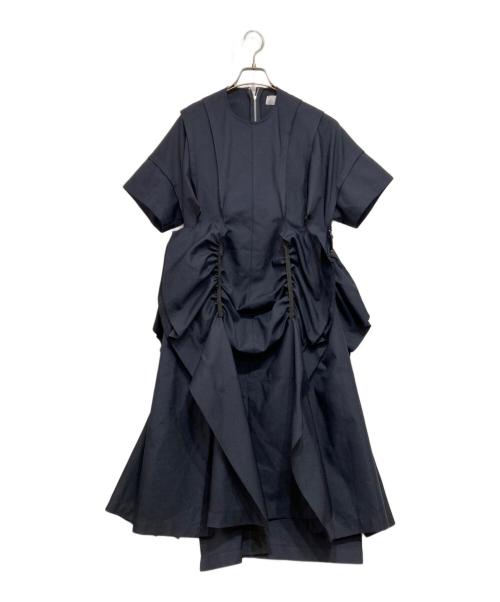 TAO COMME des GARCONS（タオ コムデギャルソン）TAO COMME des GARCONS (タオ コムデギャルソン) フリルギャザーワンピース ネイビー サイズ:Mの古着・服飾アイテム
