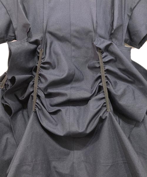 TAO COMME des GARCONS（タオ コムデギャルソン）TAO COMME des GARCONS (タオ コムデギャルソン) フリルギャザーワンピース ネイビー サイズ:Mの古着・服飾アイテム