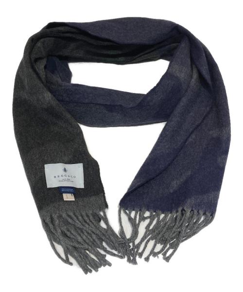 Begg & Co（ベグアンドコー）Begg & Co (ベグアンドコー) カシミヤストール グレー×ネイビーの古着・服飾アイテム
