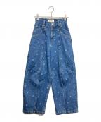 Lily Brownリリーブラウン）の古着「センターシームワイドデニムパンツ」｜インディゴ