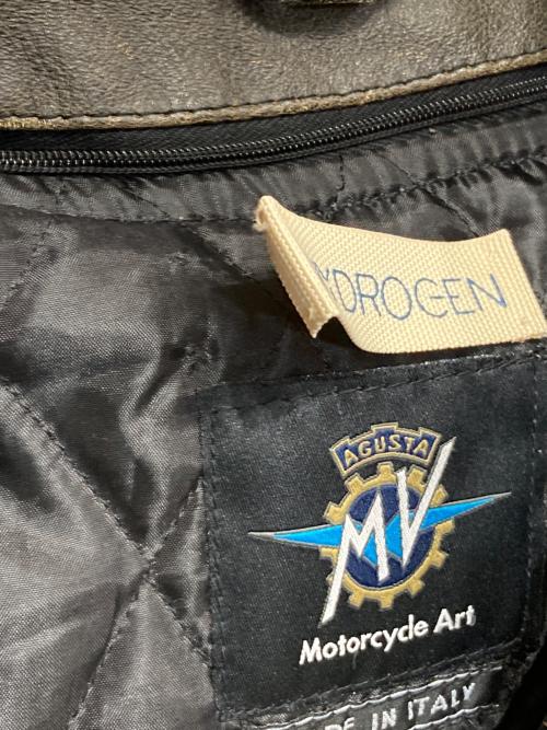 HYDROGEN（ハイドロゲン）HYDROGEN (ハイドロゲン) ペイントレザーモーターサイクルジャケット レッド×ブラック サイズ:Lの古着・服飾アイテム