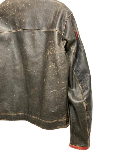 HYDROGEN（ハイドロゲン）HYDROGEN (ハイドロゲン) ペイントレザーモーターサイクルジャケット レッド×ブラック サイズ:Lの古着・服飾アイテム