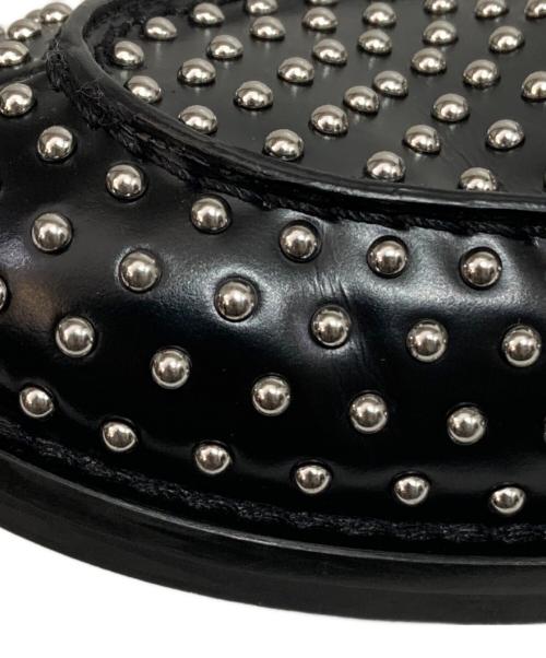 MIU MIU（ミュウミュウ）MIU MIU (ミュウミュウ) スタッズトリムローファー ブラック サイズ:39の古着・服飾アイテム