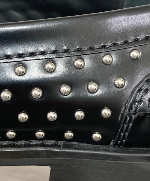 MIU MIU（ミュウミュウ）MIU MIU (ミュウミュウ) スタッズトリムローファー ブラック サイズ:39の古着・服飾アイテム