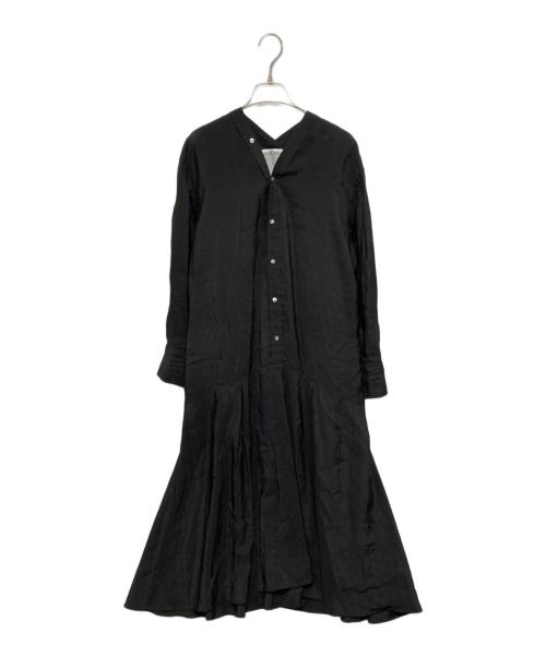 BEARDSLEY（ビアズリー）BEARDSLEY (ビアズリー) カラーレスシャツワンピース ブラック サイズ:Fの古着・服飾アイテム