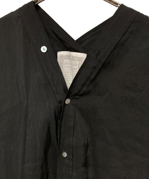 BEARDSLEY（ビアズリー）BEARDSLEY (ビアズリー) カラーレスシャツワンピース ブラック サイズ:Fの古着・服飾アイテム