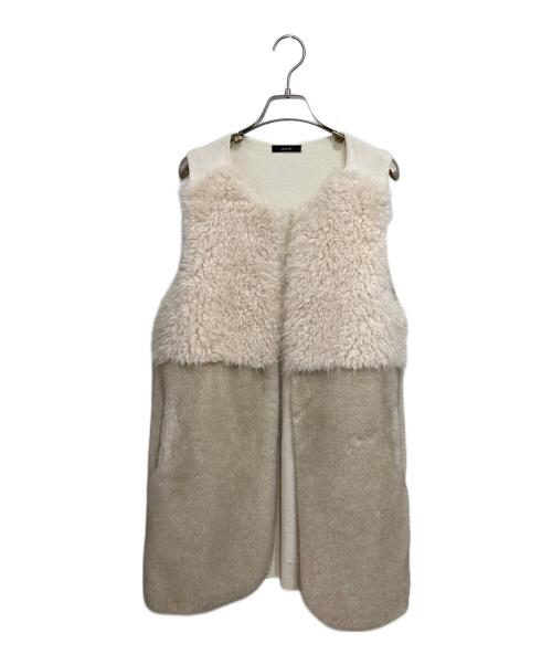 allureville（アルアバイル）allureville (アルアバイル) フェイクファーコンビニットジレ アイボリー サイズ:2の古着・服飾アイテム