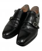 MEERMINメルミン）の古着「ダブルモンクストラップレザーシューズ」｜ブラック