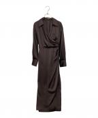 anuansアニュアンス）の古着「ドレープデザインシャツワンピース」｜ブラウン