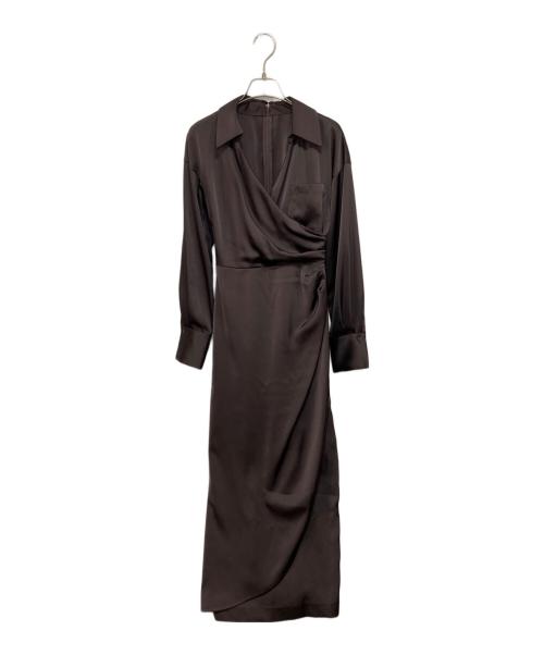 anuans（アニュアンス）anuans (アニュアンス) ドレープデザインシャツワンピース ブラウン サイズ:Sの古着・服飾アイテム