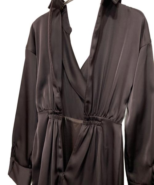 anuans（アニュアンス）anuans (アニュアンス) ドレープデザインシャツワンピース ブラウン サイズ:Sの古着・服飾アイテム